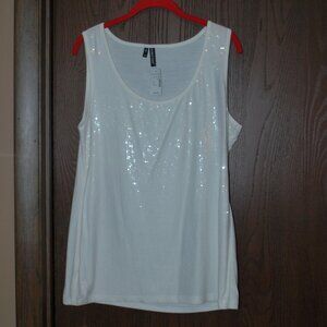 NWT Maurices Off White Sequin Shell - 1 (Size L)